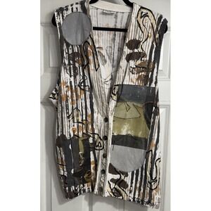 V.C. Torias Vtg USA‎ 90's Art to Wear Hand Painted Vest One Size XL  Graffiti
